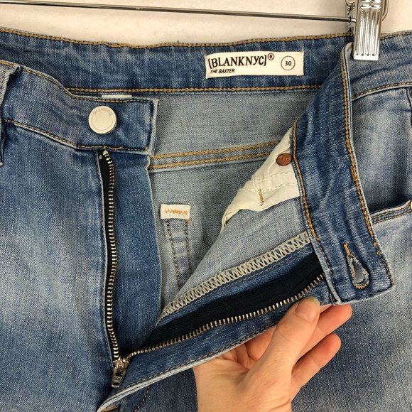 BlankNYC Women's Size 30 The Baxter Ribcage Straight Leg High-Rise Blue Jeans - Picture 10 of 15